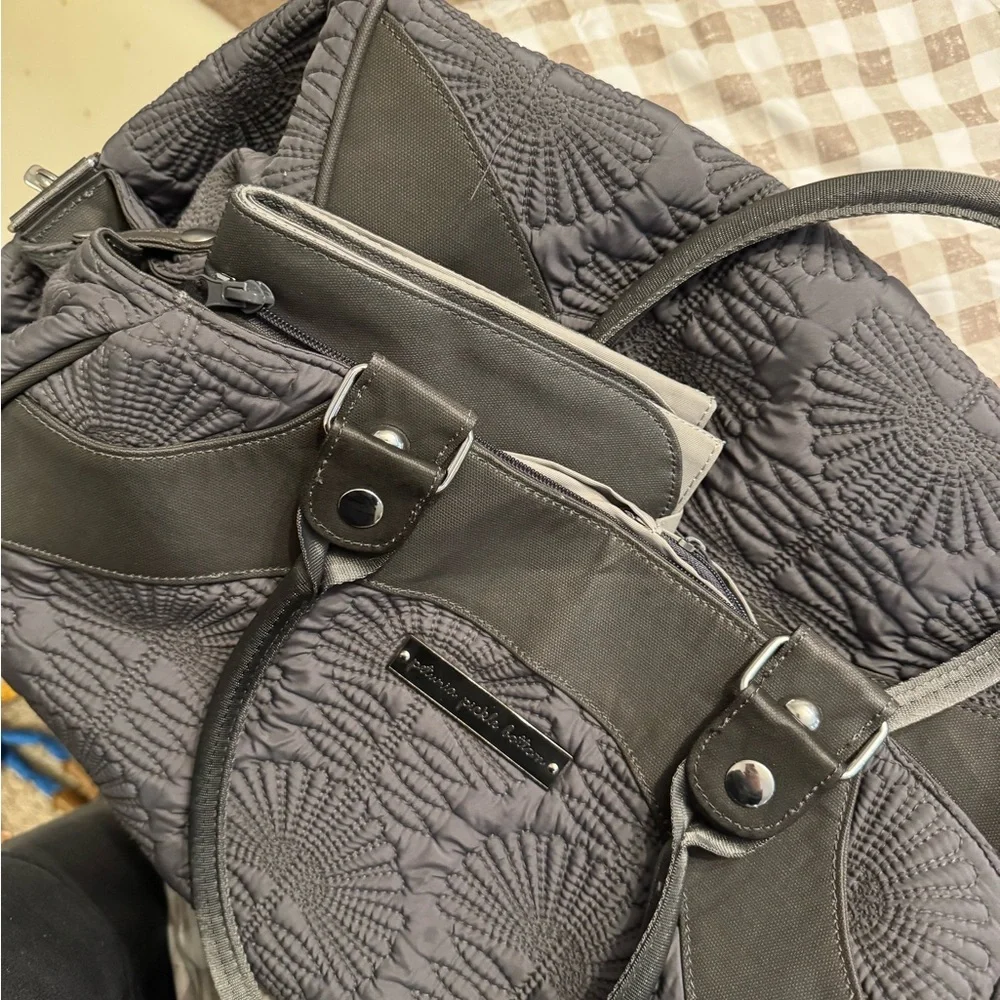 Petunia Pickle Bottom Gray Quilted Diaper Bag